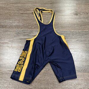 N2N Bodywear Men’s Wrestling Singlet Navy Yellow Size Large